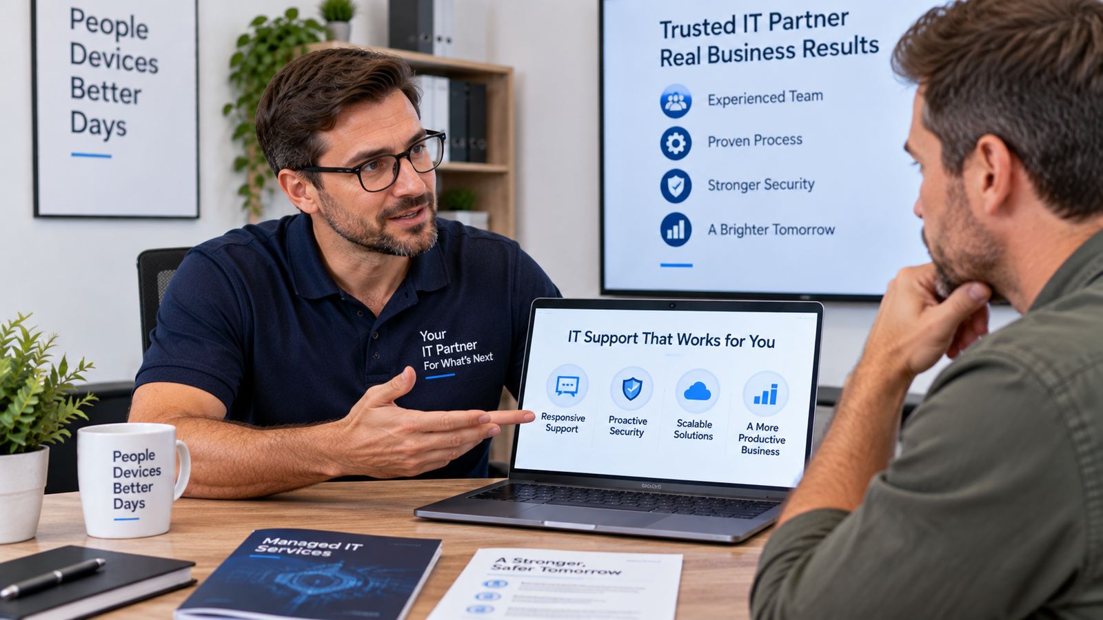 Small business owner shaking hands with an IT technician in Perth