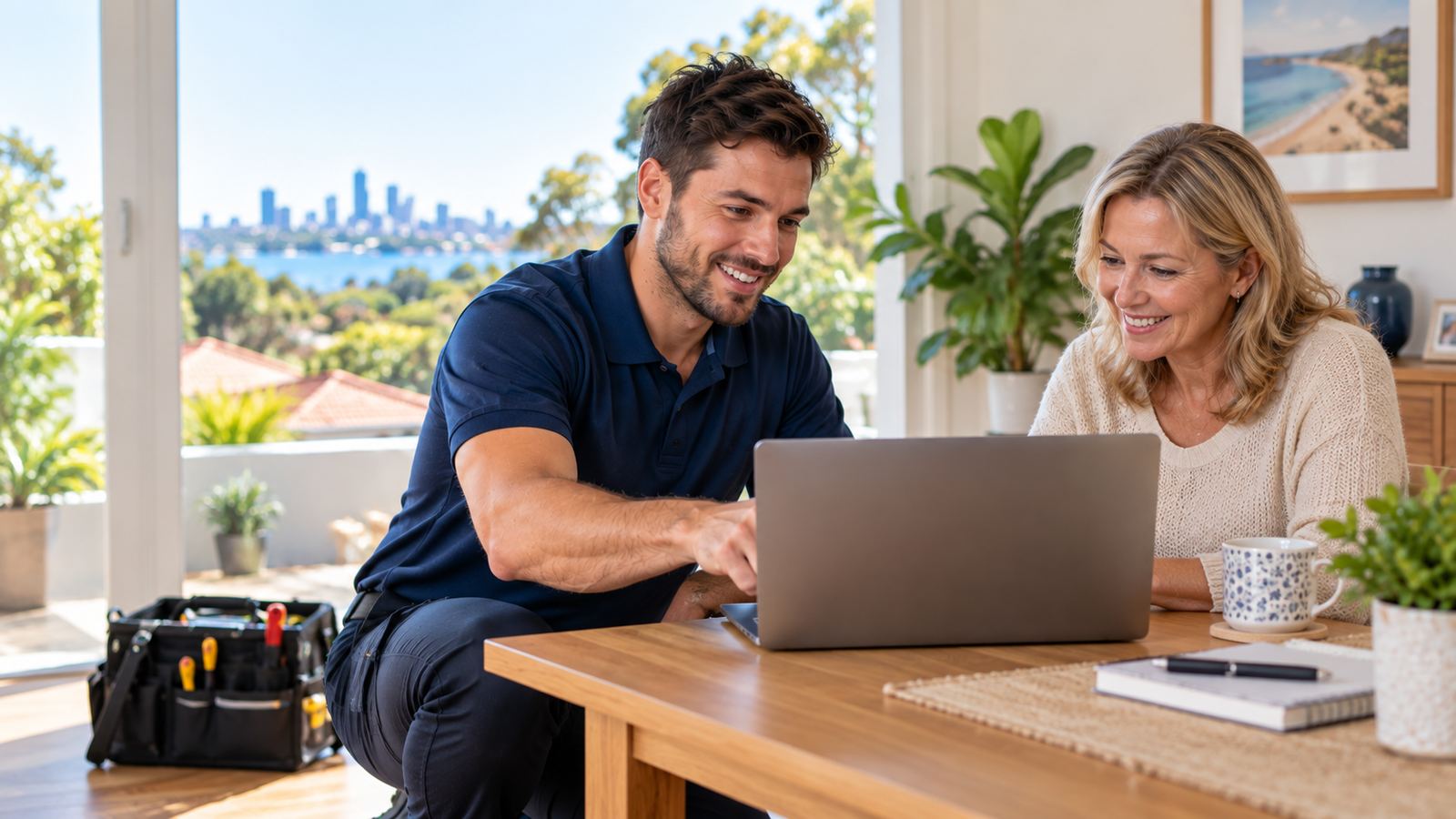 Perth IT technician helping a customer at home